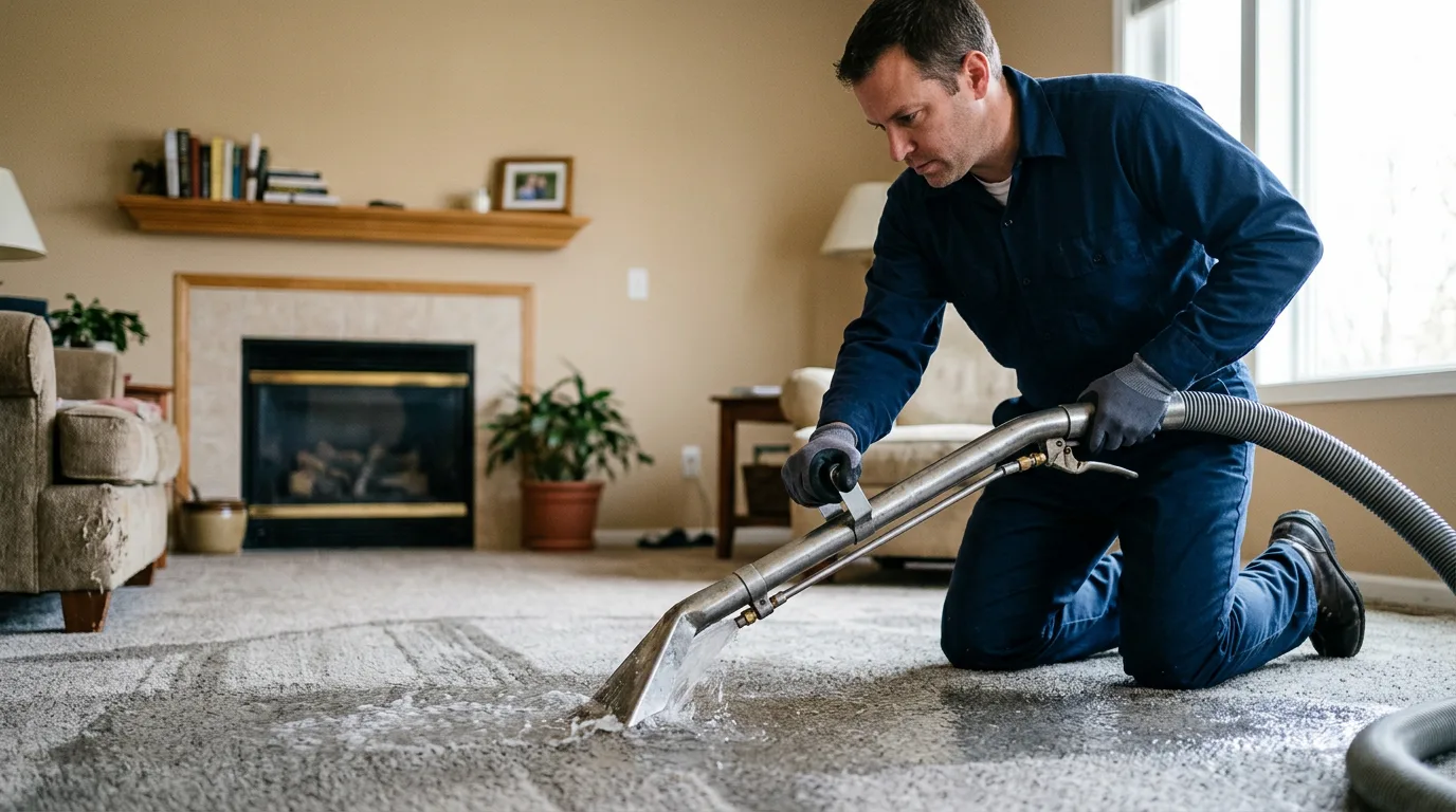 Water damage restoration technician working near Woodbridge, CA